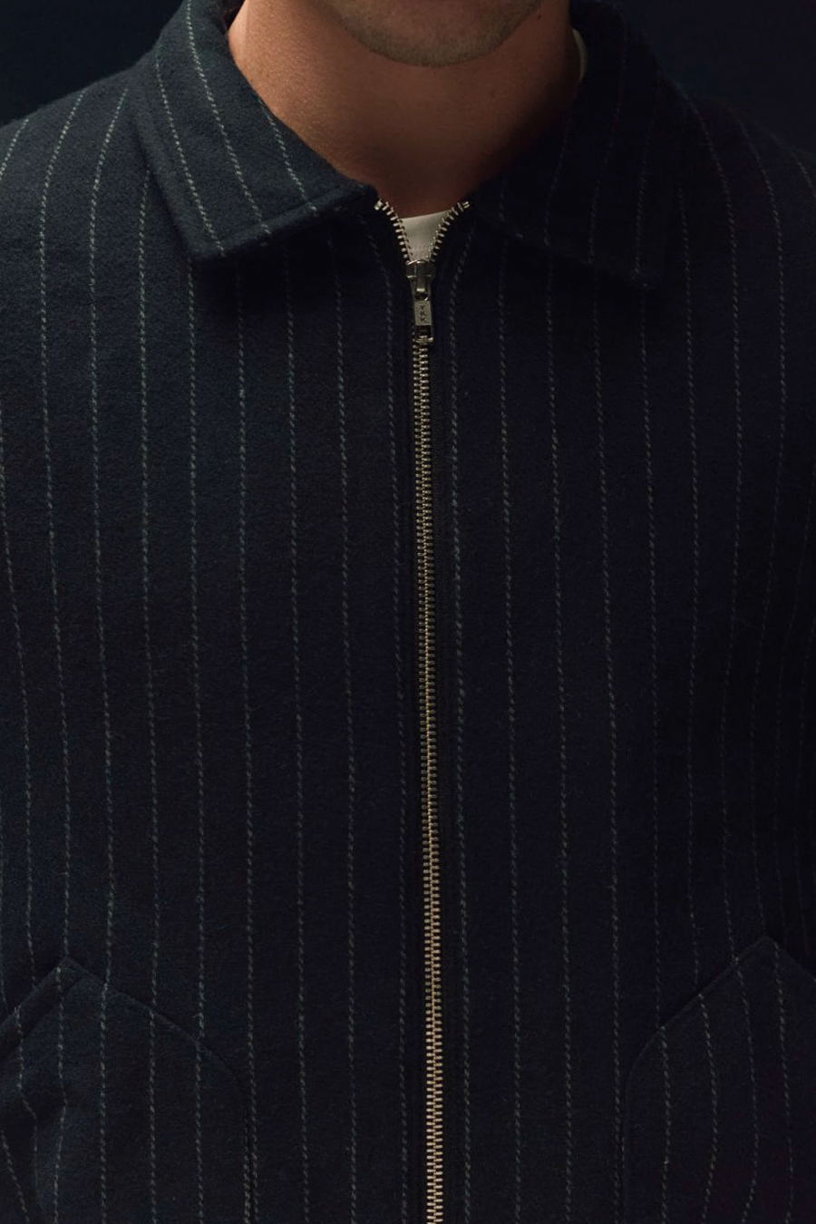 Pinstripe Wool Blend Jacket