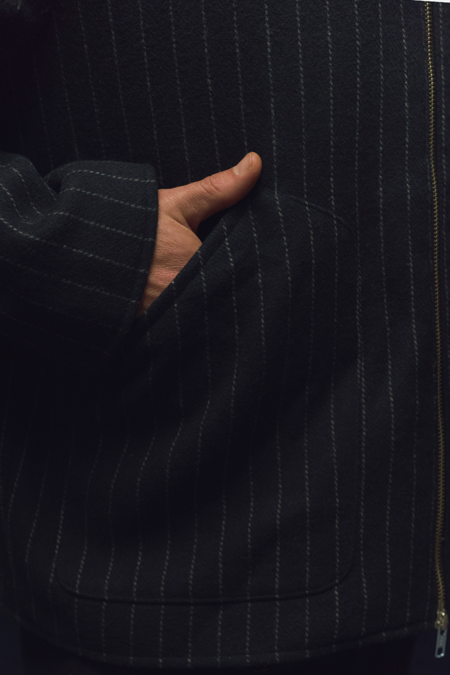 Pinstripe Wool Blend Jacket